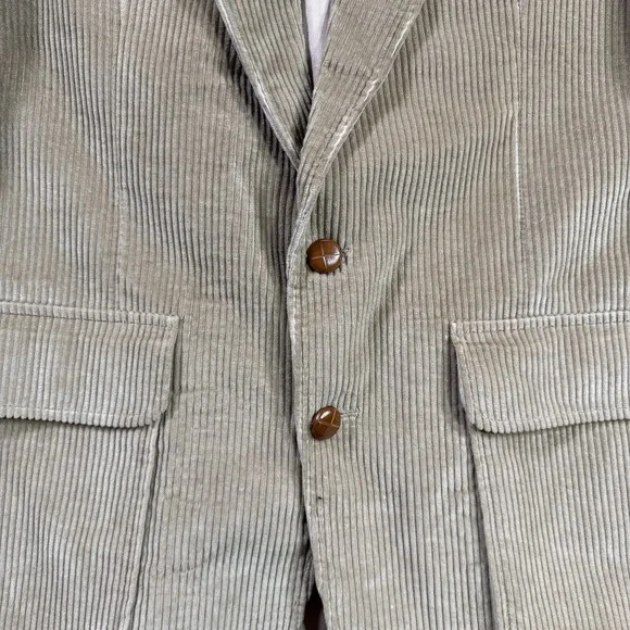 Vintage Lands End Blazer Mens 42R Tan Corduroy 2 Button Leather Elbow Pad Coat